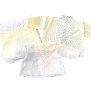 Vintage 70's Handmade Baby Christening Jacket/top w/ blanket.